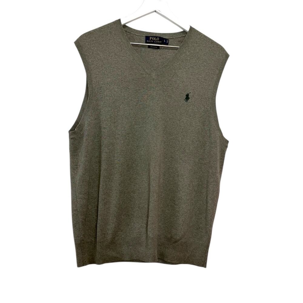 Polo Ralph Lauren Gray Pima Cotton Sweater Vest V-Neck Men’s Size L - Picture 4 of 7